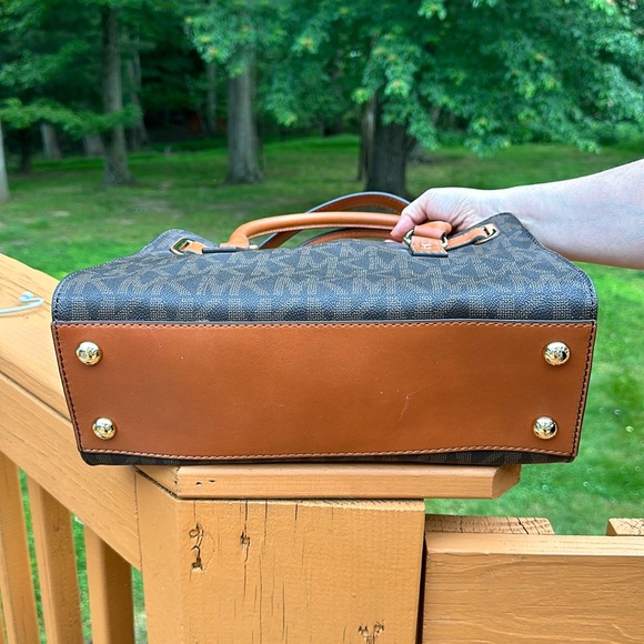 Michael Kors Hamilton Satchel Bag with Gold Chain - Brown - Picture 12 of 15